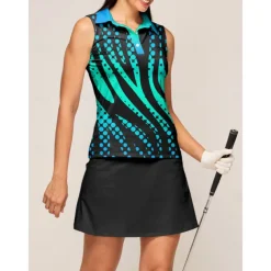 Women's Golf Polo Shirt Blue Sleeveless Top Ladies Golf Attire Clothes Outfits Wear Apparel