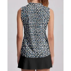 Women's Golf Polo Shirt Black Sleeveless Top Floral Ladies Golf Attire Clothes Outfits Wear Apparel