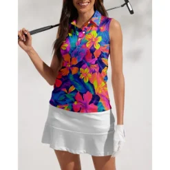 Women's Golf Polo Shirt Blue Sleeveless Top Ladies Golf Attire Clothes Outfits Wear Apparel