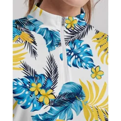 Women's Golf Polo Shirt Blue Sleeveless Top Leaf Ladies Golf Attire Clothes Outfits Wear Apparel