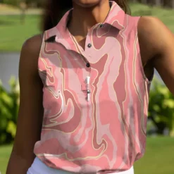 Women's Golf Polo Shirt Dark Navy Sleeveless Sun Protection Top Ladies Golf Attire Clothes Outfits Wear Apparel