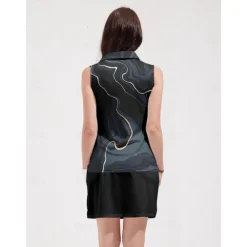 Women's Golf Polo Shirt Dark Navy Sleeveless Sun Protection Top Ladies Golf Attire Clothes Outfits Wear Apparel