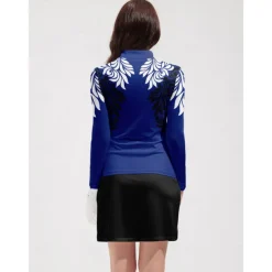 Women's Golf Polo Shirt Dark Blue Long Sleeve Top Ladies Golf Attire Clothes Outfits Wear Apparel