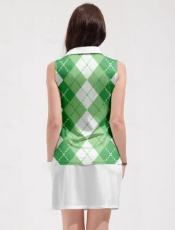 Women's Golf Polo Shirt Golf Clothes Pink Green Sleeveless Sun Protection Lightweight T Shirt Top Ladies Golf Attire Clothes Outfits Wear Apparel