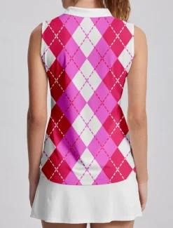 Women's Golf Polo Shirt Golf Clothes Pink Green Sleeveless Sun Protection Lightweight T Shirt Top Ladies Golf Attire Clothes Outfits Wear Apparel