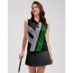 Women's Golf Polo Shirt Grey Sleeveless Top Ladies Golf Attire Clothes Outfits Wear Apparel