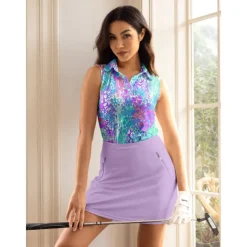 Women's Golf Polo Shirt Light Purple Sleeveless Top Ladies Golf Attire Clothes Outfits Wear Apparel