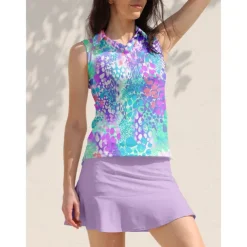 Women's Golf Polo Shirt Light Purple Sleeveless Top Ladies Golf Attire Clothes Outfits Wear Apparel