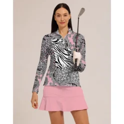 Women's Golf Polo Shirt Navy Pink Purple Long Sleeve Top Ladies Golf Attire Clothes Outfits Wear Apparel