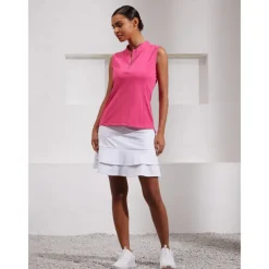 Women's Golf Polo Shirt Navy Rose Red Sleeveless Top Ladies Golf Attire Clothes Outfits Wear Apparel