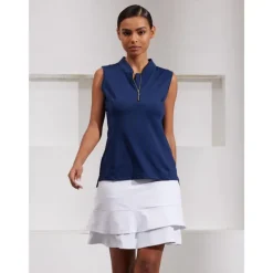 Women's Golf Polo Shirt Navy Rose Red Sleeveless Top Ladies Golf Attire Clothes Outfits Wear Apparel