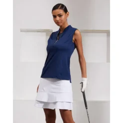 Women's Golf Polo Shirt Navy Rose Red Sleeveless Top Ladies Golf Attire Clothes Outfits Wear Apparel