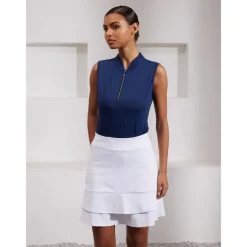 Women's Golf Polo Shirt Navy Rose Red Sleeveless Top Ladies Golf Attire Clothes Outfits Wear Apparel