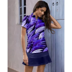 Women's Golf Polo Shirt Ocean Blue Short Sleeve Top Ladies Golf Attire Clothes Outfits Wear Apparel