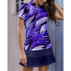 Women's Golf Polo Shirt Ocean Blue Short Sleeve Top Ladies Golf Attire Clothes Outfits Wear Apparel