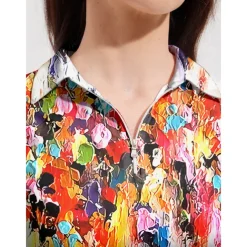 Women's Golf Polo Shirt Orange Sleeveless Top Floral Ladies Golf Attire Clothes Outfits Wear Apparel