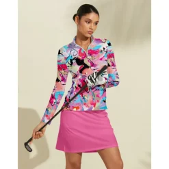 Women's Golf Polo Shirt Pink Long Sleeve Top Ladies Golf Attire Clothes Outfits Wear Apparel