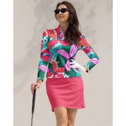 Women's Golf Polo Shirt Pink Long Sleeve Top Ladies Golf Attire Clothes Outfits Wear Apparel