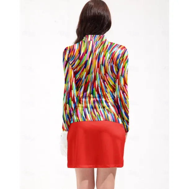 Women's Golf Polo Shirt Red Long Sleeve Top Ladies Golf Attire Clothes Outfits Wear Apparel