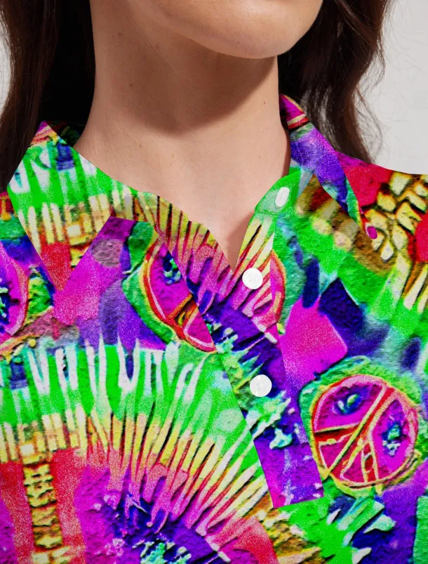 Women's Golf Polo Shirt Tie Dye Pink Short Sleeve Sun Protection UPF50 Top for Ladies Golf Attire