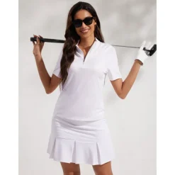 Women's Golf Polo Shirt White Short Sleeve Top Ladies Golf Attire Clothes Outfits Wear Apparel