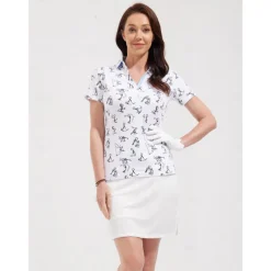 Women's Golf Polo Shirt White Short Sleeve Sun Protection Lightweight Top Cartoon Ladies Golf Attire Clothes Outfits Wear Apparel