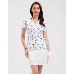 Women's Golf Polo Shirt White Short Sleeve Sun Protection Lightweight Top Cartoon Ladies Golf Attire Clothes Outfits Wear Apparel