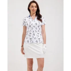 Women's Golf Polo Shirt White Short Sleeve Sun Protection Lightweight Top Cartoon Ladies Golf Attire Clothes Outfits Wear Apparel