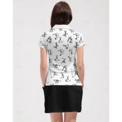 Women's Golf Polo Shirt White Short Sleeve Sun Protection Lightweight Top Cartoon Ladies Golf Attire Clothes Outfits Wear Apparel