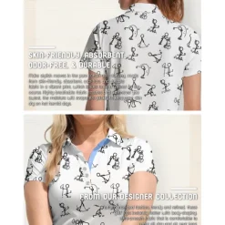 Women's Golf Polo Shirt White Short Sleeve Sun Protection Lightweight Top Cartoon Ladies Golf Attire Clothes Outfits Wear Apparel