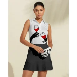 Women's Golf Polo Shirt White Sleeveless Top Ladies Golf Attire Clothes Outfits Wear Apparel