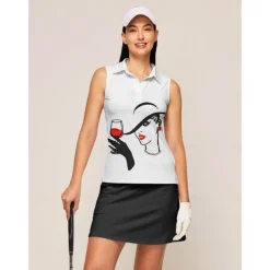 Women's Golf Polo Shirt White Sleeveless Top Ladies Golf Attire Clothes Outfits Wear Apparel