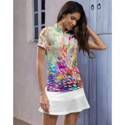 Women's Golf Polo Shirt Yellow Short Sleeve Top Ladies Golf Attire Clothes Outfits Wear Apparel