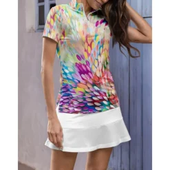 Women's Golf Polo Shirt Yellow Short Sleeve Top Ladies Golf Attire Clothes Outfits Wear Apparel