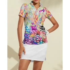 Women's Golf Polo Shirt Yellow Short Sleeve Top Ladies Golf Attire Clothes Outfits Wear Apparel