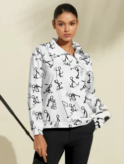 Women's Golf Pullover Sweatshirt Black White Yellow Long Sleeve Top Fall Winter Ladies Golf Attire Clothes Outfits Wear Apparel