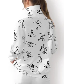 Women's Golf Pullover Sweatshirt Black White Yellow Long Sleeve Top Fall Winter Ladies Golf Attire Clothes Outfits Wear Apparel