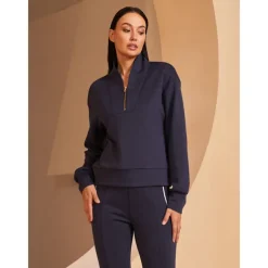 Women's Golf Pullover Sweatshirt Black White Dark Navy Long Sleeve Top Ladies Golf Attire Clothes Outfits Wear Apparel