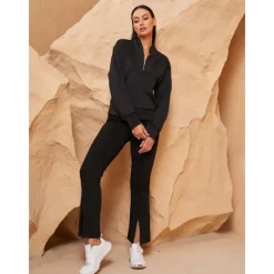 Women's Golf Pullover Sweatshirt Black White Dark Navy Long Sleeve Top Ladies Golf Attire Clothes Outfits Wear Apparel