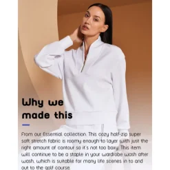 Women's Golf Pullover Sweatshirt Black White Dark Navy Long Sleeve Top Ladies Golf Attire Clothes Outfits Wear Apparel