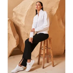 Women's Golf Pullover Sweatshirt Black White Dark Navy Long Sleeve Top Ladies Golf Attire Clothes Outfits Wear Apparel