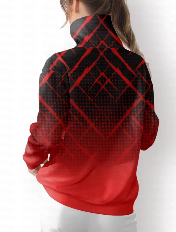 Women's Golf Pullover Sweatshirt Red Long Sleeve Thermal Warm Top Fall Winter Ladies Golf Attire Clothes Outfits Wear Apparel