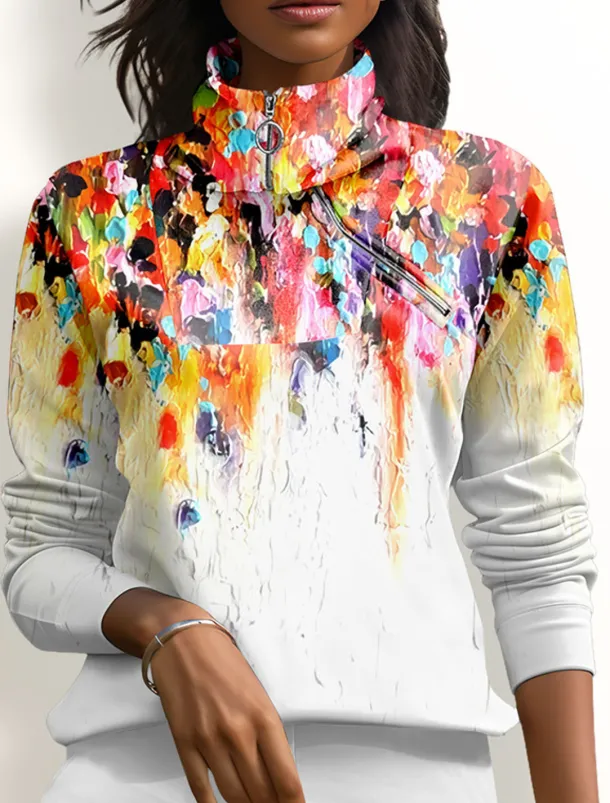 Women's Golf Pullover Sweatshirt Violet Orange Long Sleeve Thermal Warm Top Fall Winter Ladies Golf Attire Clothes Outfits Wear Apparel