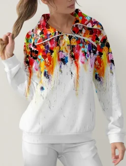 Women's Golf Pullover Sweatshirt Violet Orange Long Sleeve Thermal Warm Top Fall Winter Ladies Golf Attire Clothes Outfits Wear Apparel