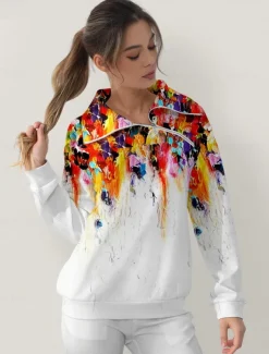 Women's Golf Pullover Sweatshirt Violet Orange Long Sleeve Thermal Warm Top Fall Winter Ladies Golf Attire Clothes Outfits Wear Apparel