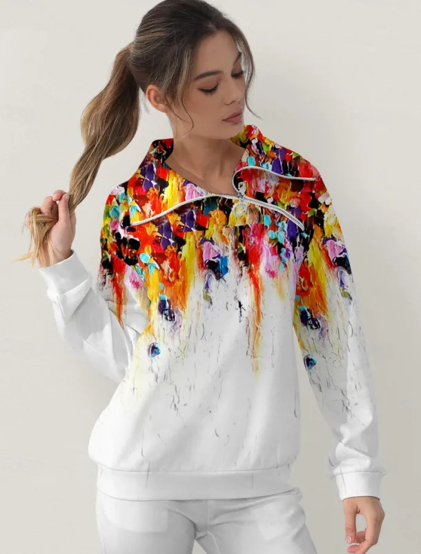 Women's Golf Pullover Sweatshirt Violet Orange Long Sleeve Thermal Warm Top Fall Winter Ladies Golf Attire Clothes Outfits Wear Apparel