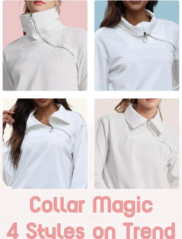 Women's Golf Pullover Sweatshirt White Rose Red Light Blue Long Sleeve Top Plaid Fall Winter Ladies Golf Attire Clothes Outfits Wear Apparel