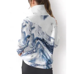 Women's Golf Pullover Sweatshirt Blue Long Sleeve Top Fall Winter Ladies Golf Attire Clothes Outfits Wear Apparel