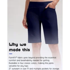 Women's Golf Shorts 21inch Performance Stretch Shorts Navy Black Khaki Shorts Ladies Golf Attire Clothes Outfits Wear Apparel