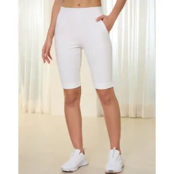 Women's Golf Shorts 22.5inch Slim-Fit Stretch Shorts White Shorts Ladies Golf Attire Clothes Outfits Wear Apparel